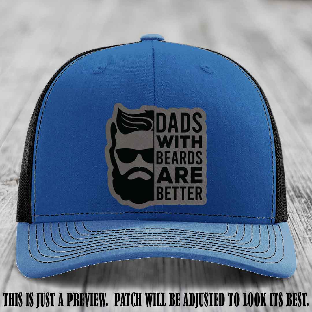 Dads with Beards Are Better 🧔 - Grey to Black Patch on Royal to Black Hat