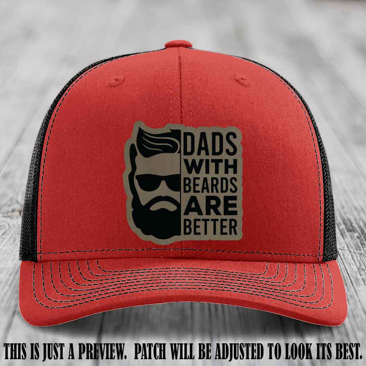 Dads with Beards Are Better 🧔 - Light Brown to Black Patch on Red to Black Hat