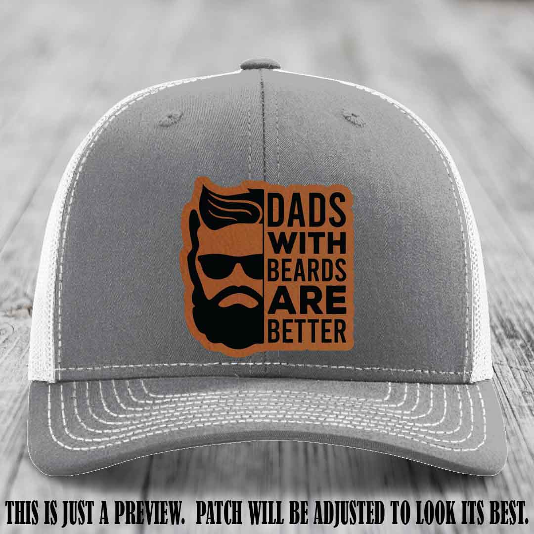 Dads with Beards Are Better 🧔 - Rawhide to Black Patch on Heather Grey to White Hat