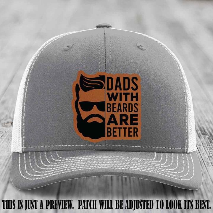 Dads with Beards Are Better 🧔 - Rawhide to Black Patch on Heather Grey to White Hat