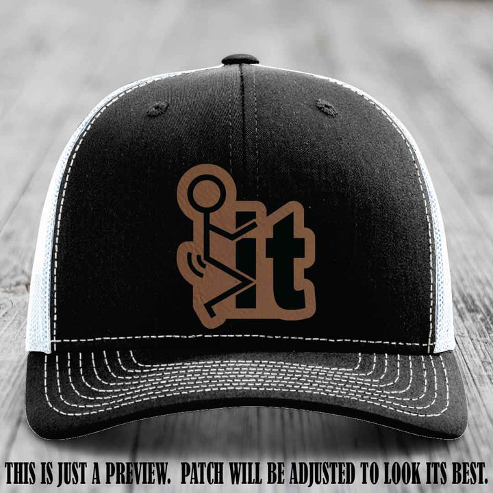 Stick It 😏 dark brown to black patch on black to white hat Richardson 112 leather patch hat