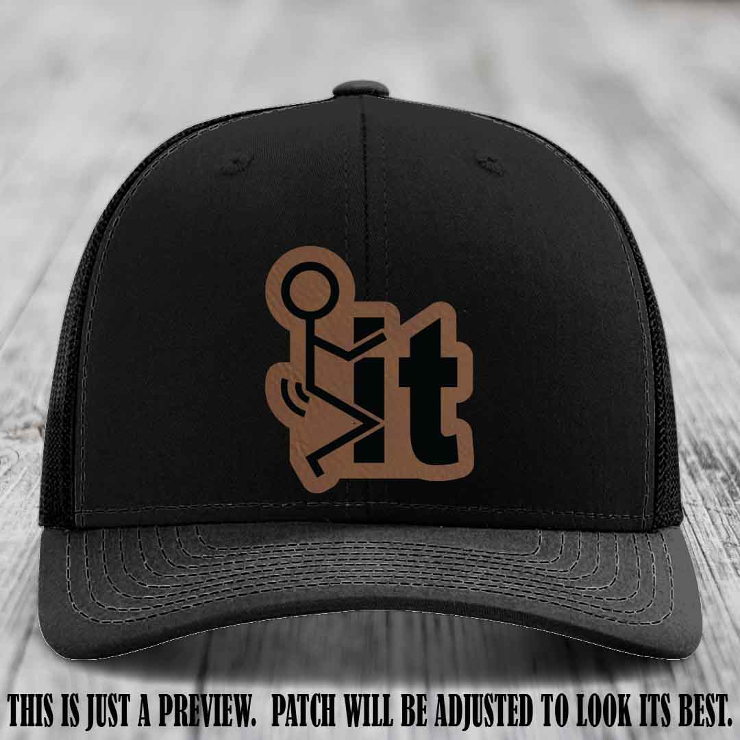 Stick It 😏 dark brown to black patch on black hat Richardson 112 leather patch hat