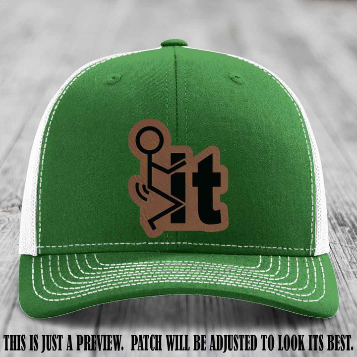 Stick It 😏 dark brown to black patch on kelly to white hat Richardson 112 leather patch hat