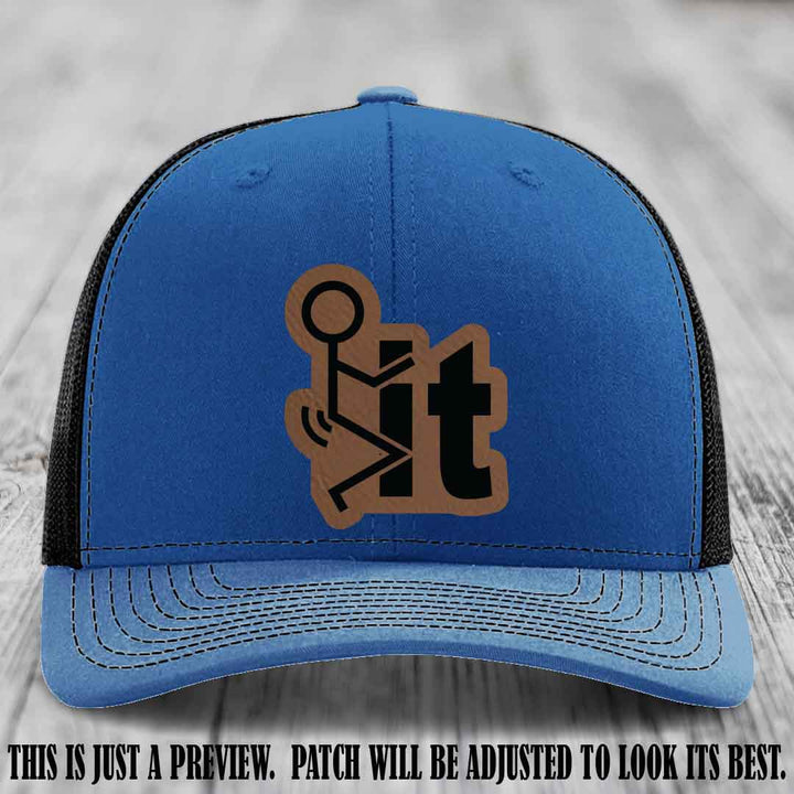 Stick It 😏 dark brown to black patch on royal to black hat Richardson 112 leather patch hat