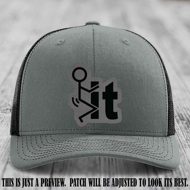 Stick It 😏 grey to black patch on heather grey to black hat Richardson 112 leather patch hat