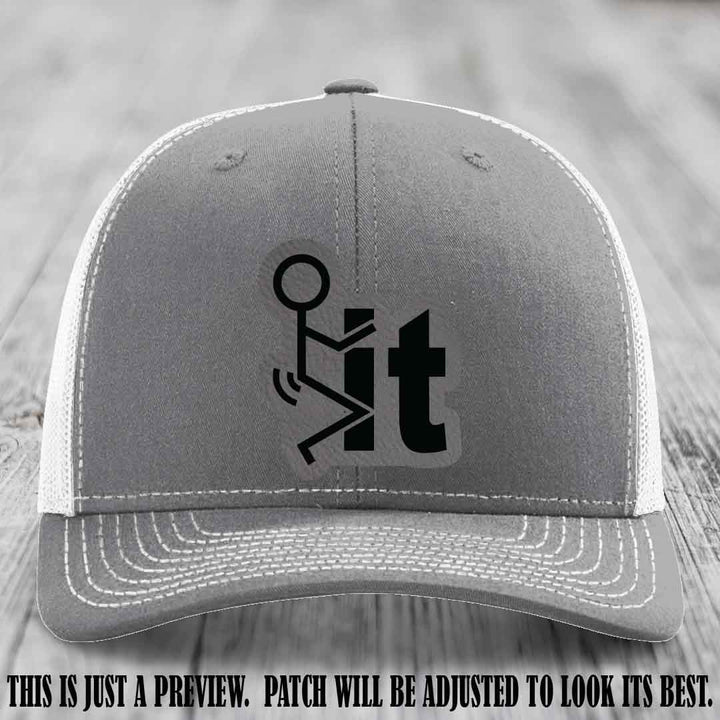 Stick It 😏 grey to black patch on heather grey to white hat Richardson 112 leather patch hat