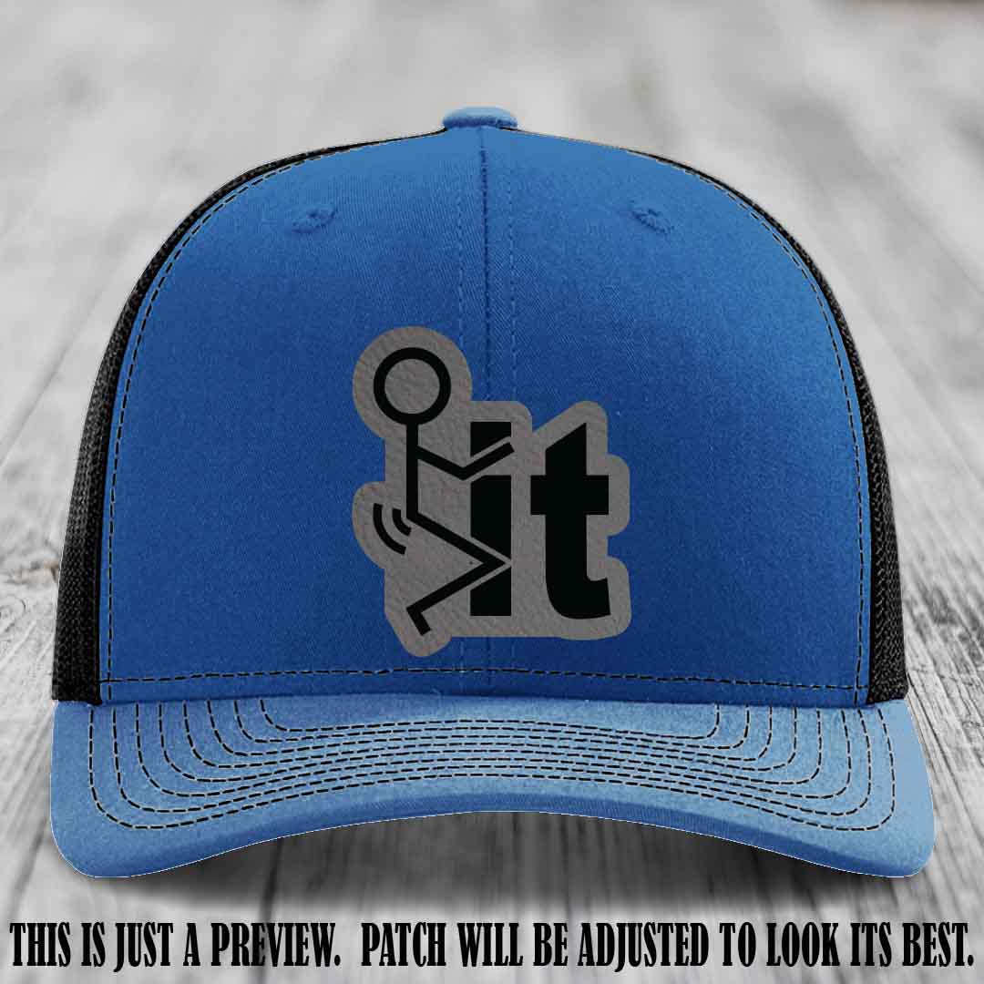 Stick It 😏 grey to black patch on royal to black hat Richardson 112 leather patch hat
