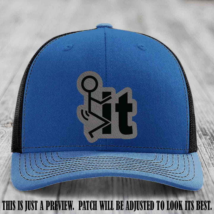 Stick It 😏 grey to black patch on royal to black hat Richardson 112 leather patch hat