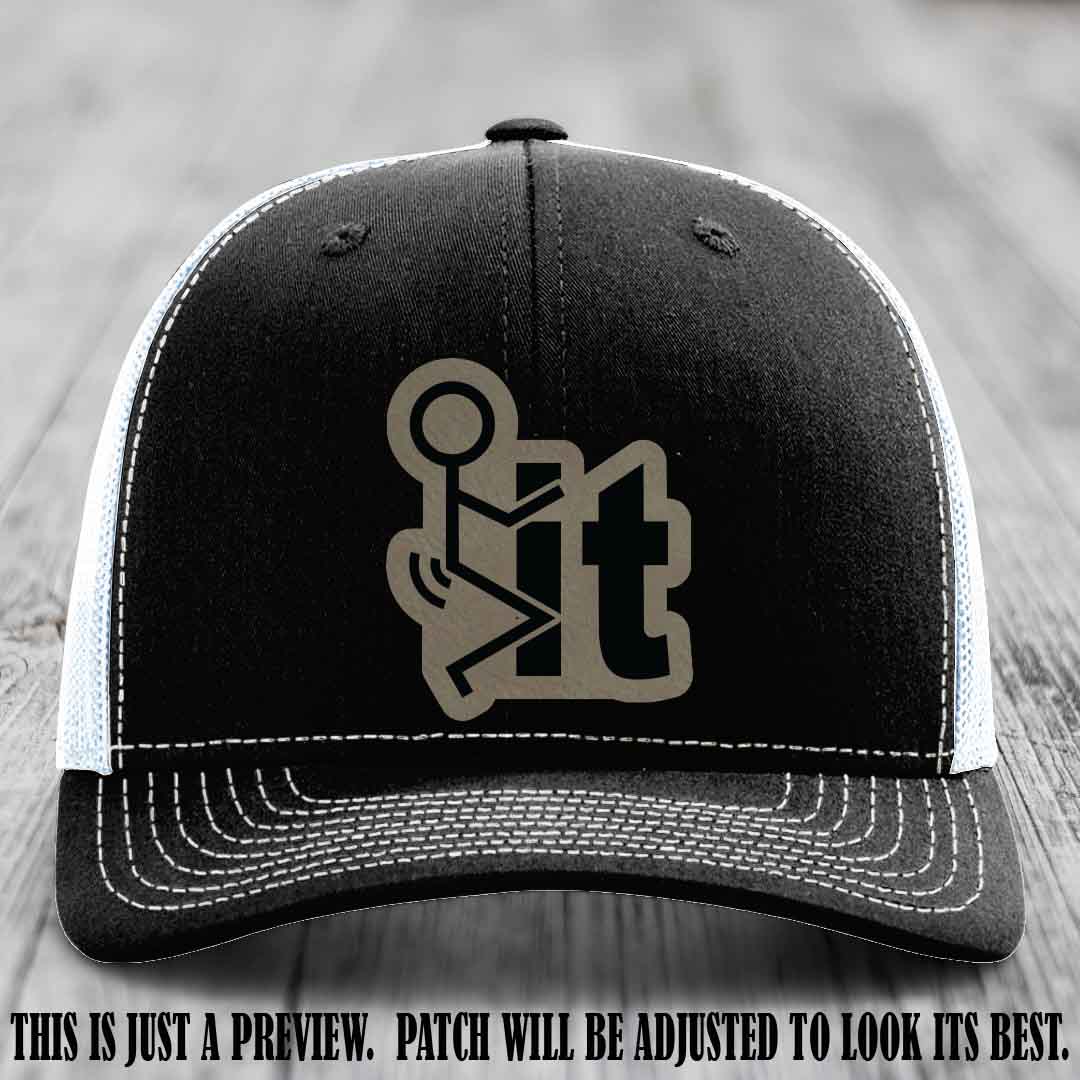 Stick It 😏 light brown to black patch on black to white hat Richardson 112 leather patch hat