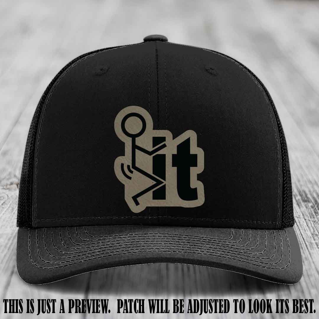 Stick It 😏 light brown to black patch on black hat Richardson 112 leather patch hat