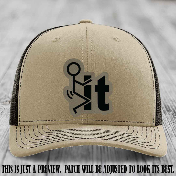 Stick It 😏 light brown to black patch on khaki to coffee hat Richardson 112 leather patch hat