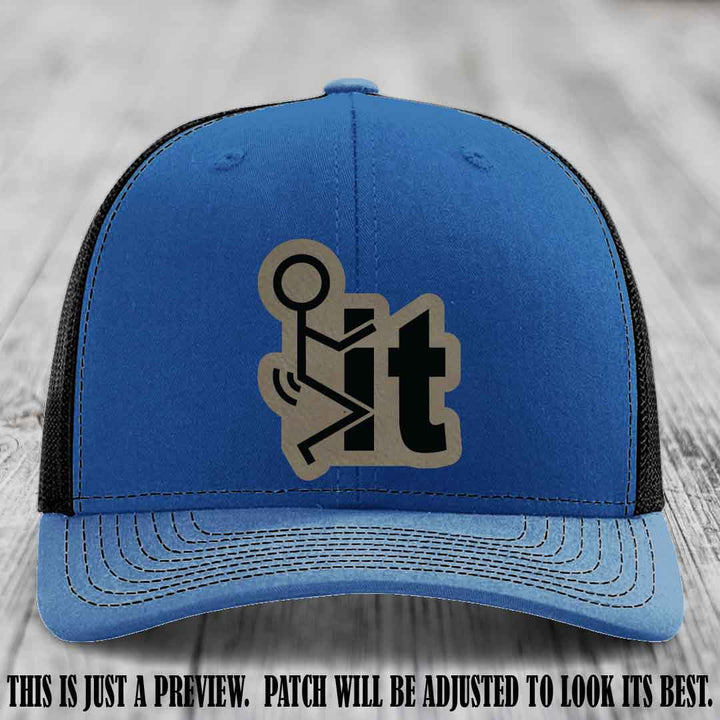 Stick It 😏 light brown to black patch on royal to black hat Richardson 112 leather patch hat