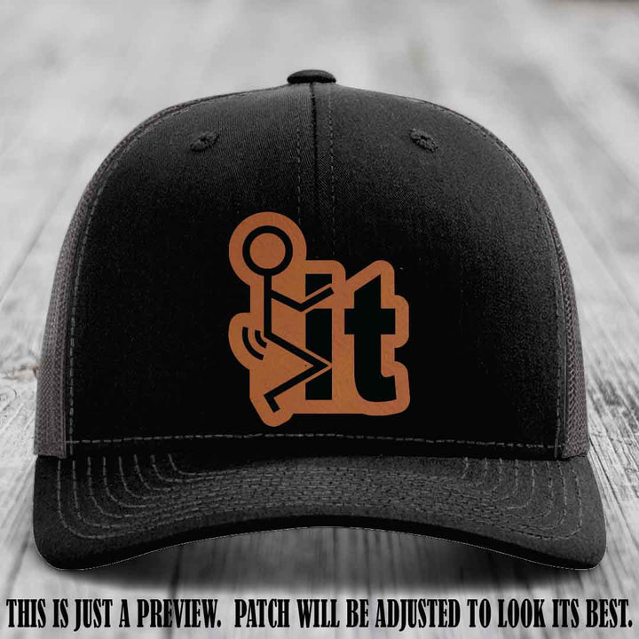 Stick It 😏 rawhide to black patch on black to charcoal hat Richardson 112 leather patch hat
