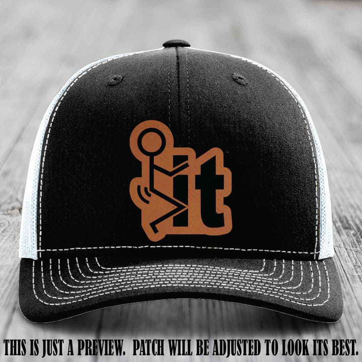 Stick It 😏 rawhide to black patch on black to white hat Richardson 112 leather patch hat