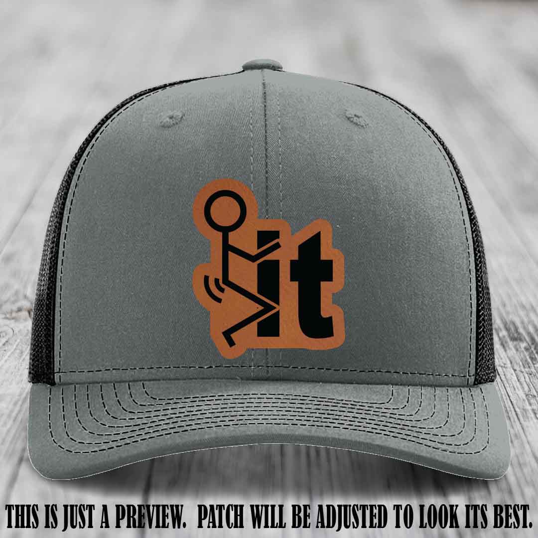 Stick It 😏 rawhide to black patch on heather grey to black hat Richardson 112 leather patch hat
