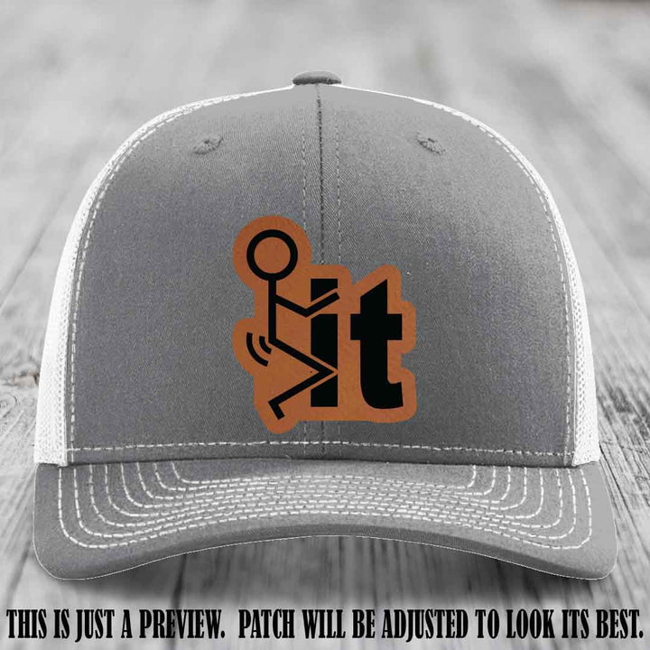 Stick It 😏 rawhide to black patch on heather grey to white hat Richardson 112 leather patch hat