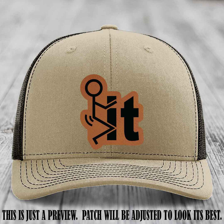 Stick It 😏 rawhide to black patch on khaki to coffee hat Richardson 112 leather patch hat