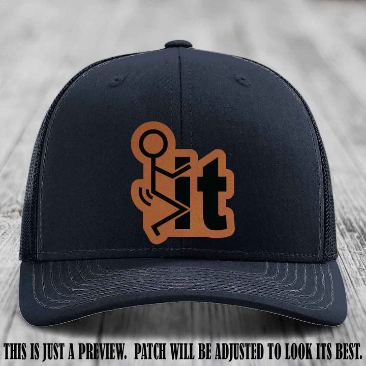 Stick It 😏 rawhide to black patch on navy hat Richardson 112 leather patch hat
