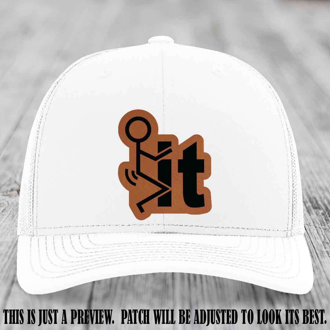 Stick It 😏 rawhide to black patch on white hat Richardson 112 leather patch hat