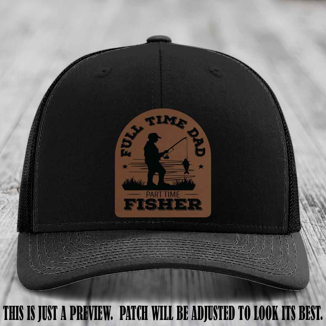 Dark Brown to Black Patch on Black Hat - Custom Leather Patch Trucker Hat