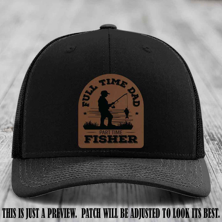 Dark Brown to Black Patch on Black Hat - Custom Leather Patch Trucker Hat