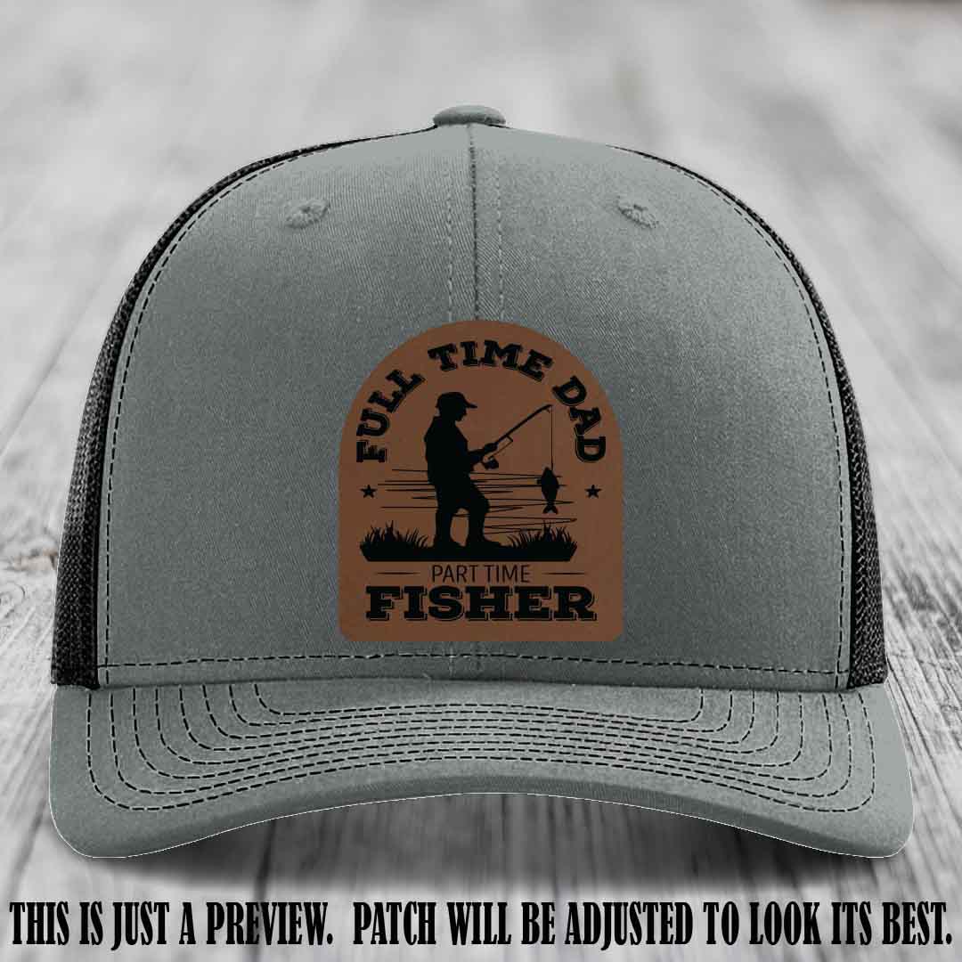 Dark Brown to Black Patch on Heather Grey to Black Hat - Custom Leather Patch Trucker Hat