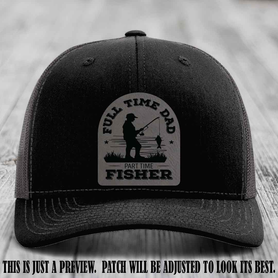 Grey to Black Patch on Black to Charcoal Hat - Custom Leather Patch Trucker Hat