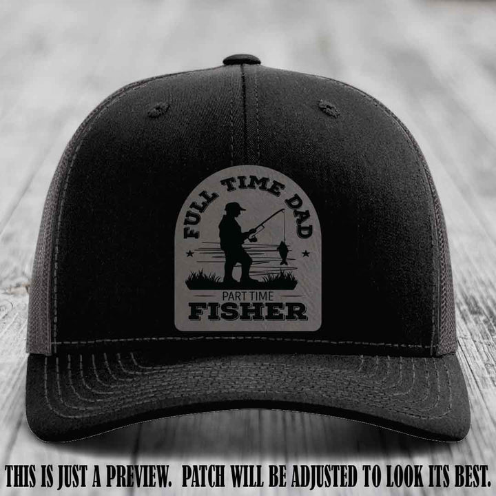Grey to Black Patch on Black to Charcoal Hat - Custom Leather Patch Trucker Hat