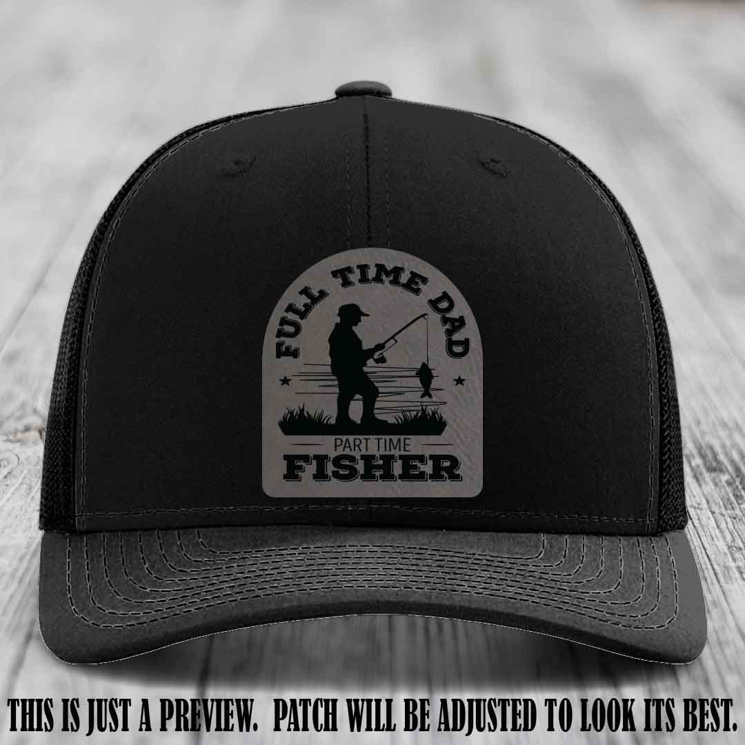 Grey to Black Patch on Black Hat - Custom Leather Patch Trucker Hat