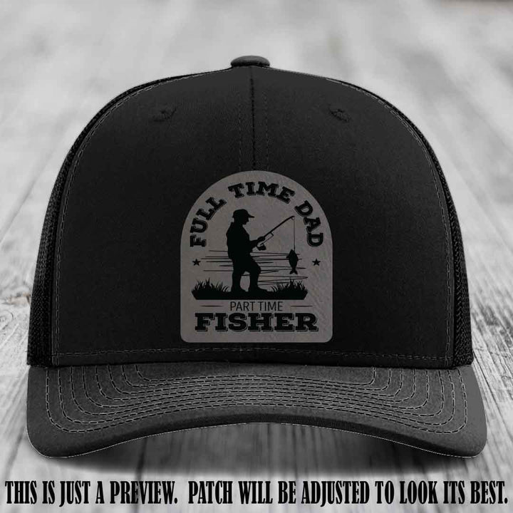 Grey to Black Patch on Black Hat - Custom Leather Patch Trucker Hat