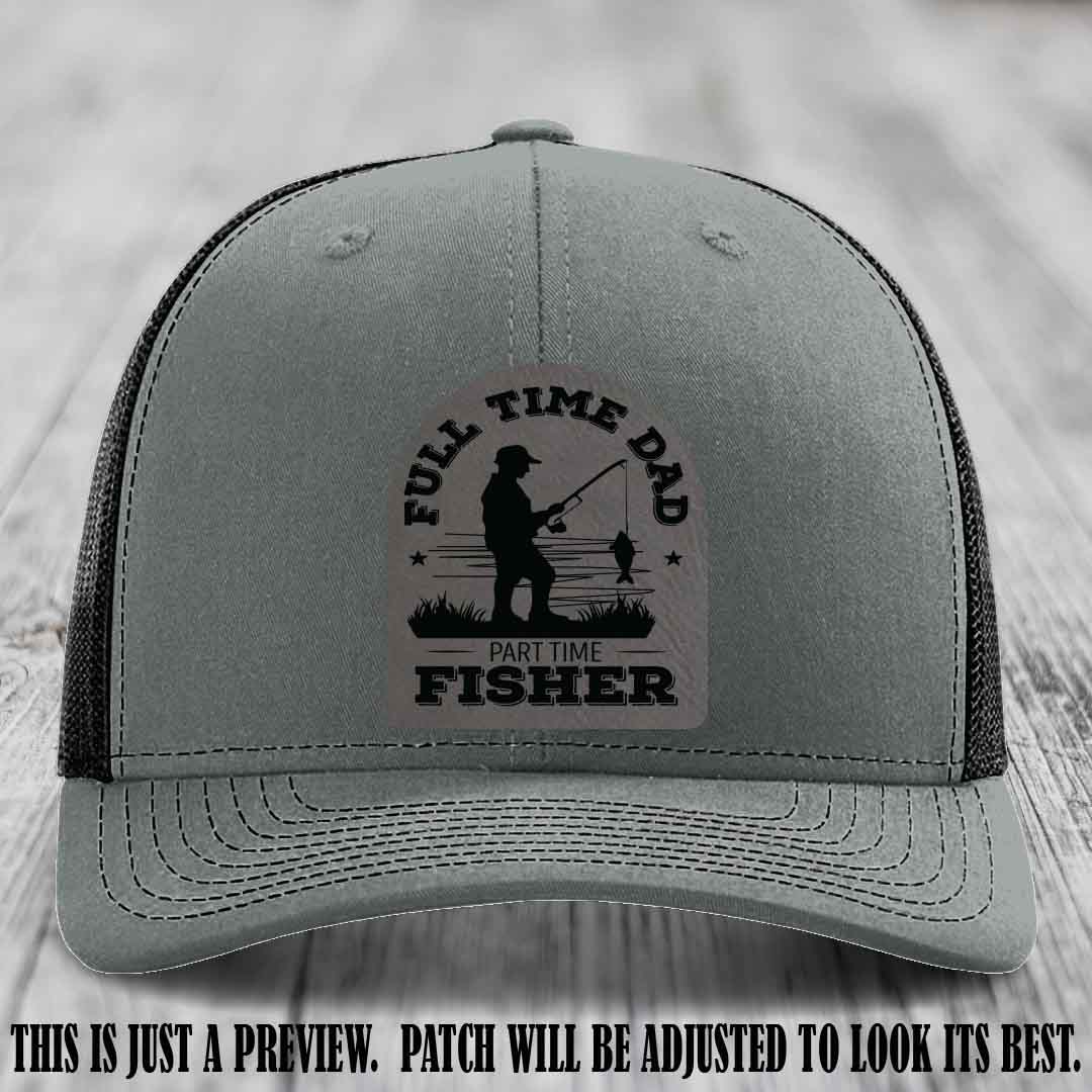 Grey to Black Patch on Heather Grey to Black Hat - Custom Leather Patch Trucker Hat