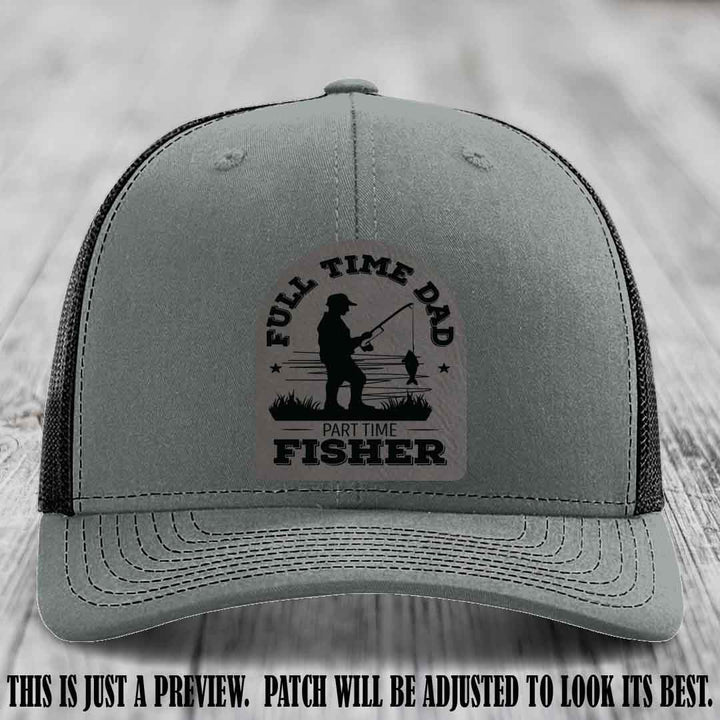 Grey to Black Patch on Heather Grey to Black Hat - Custom Leather Patch Trucker Hat
