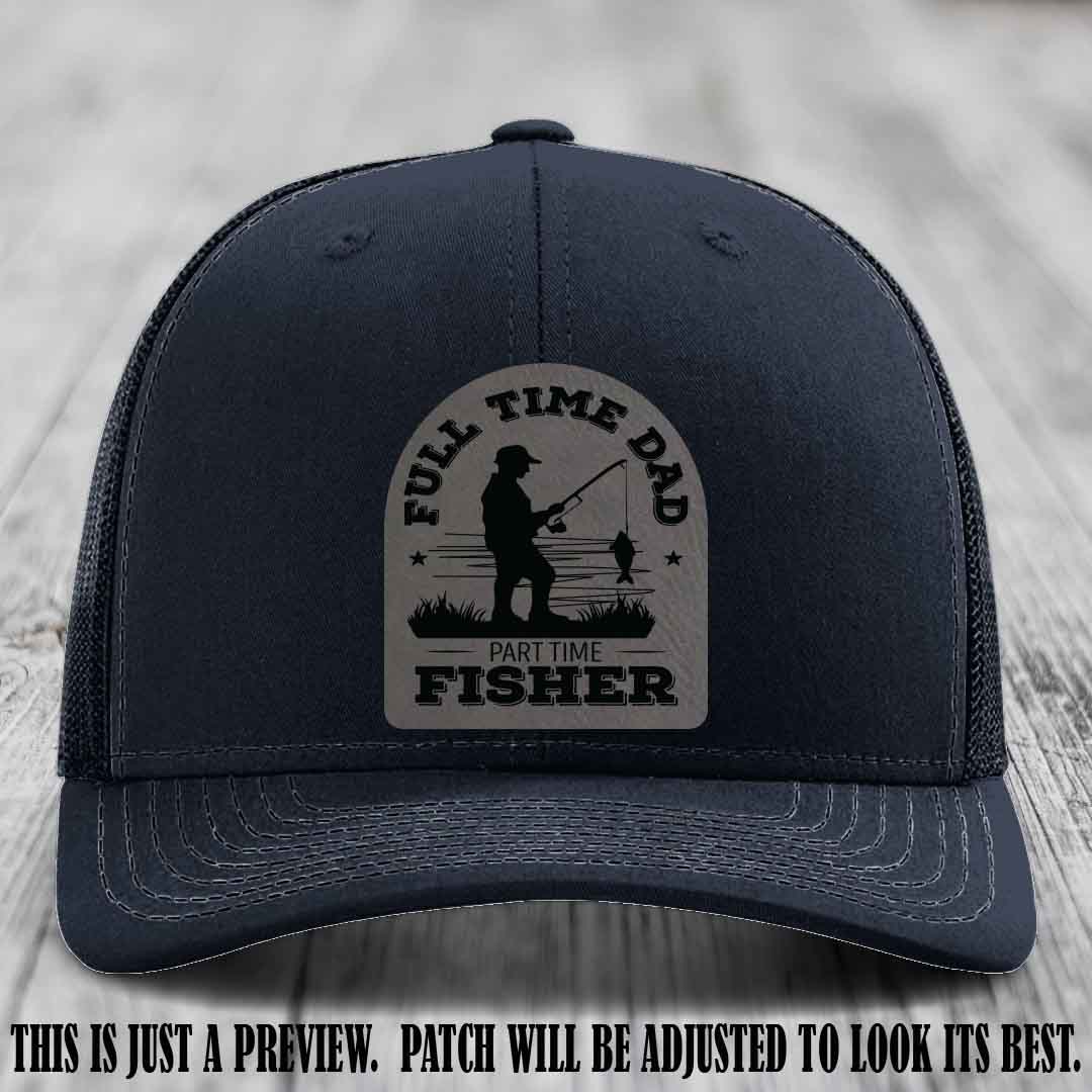 Grey to Black Patch on Navy Hat - Custom Leather Patch Trucker Hat