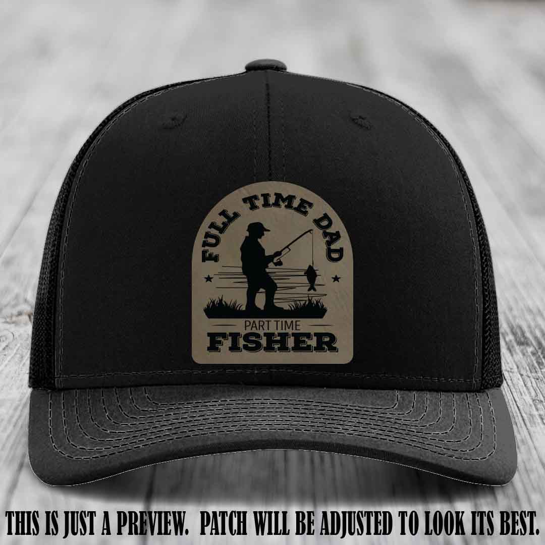Light Brown to Black Patch on Black Hat - Custom Leather Patch Trucker Hat