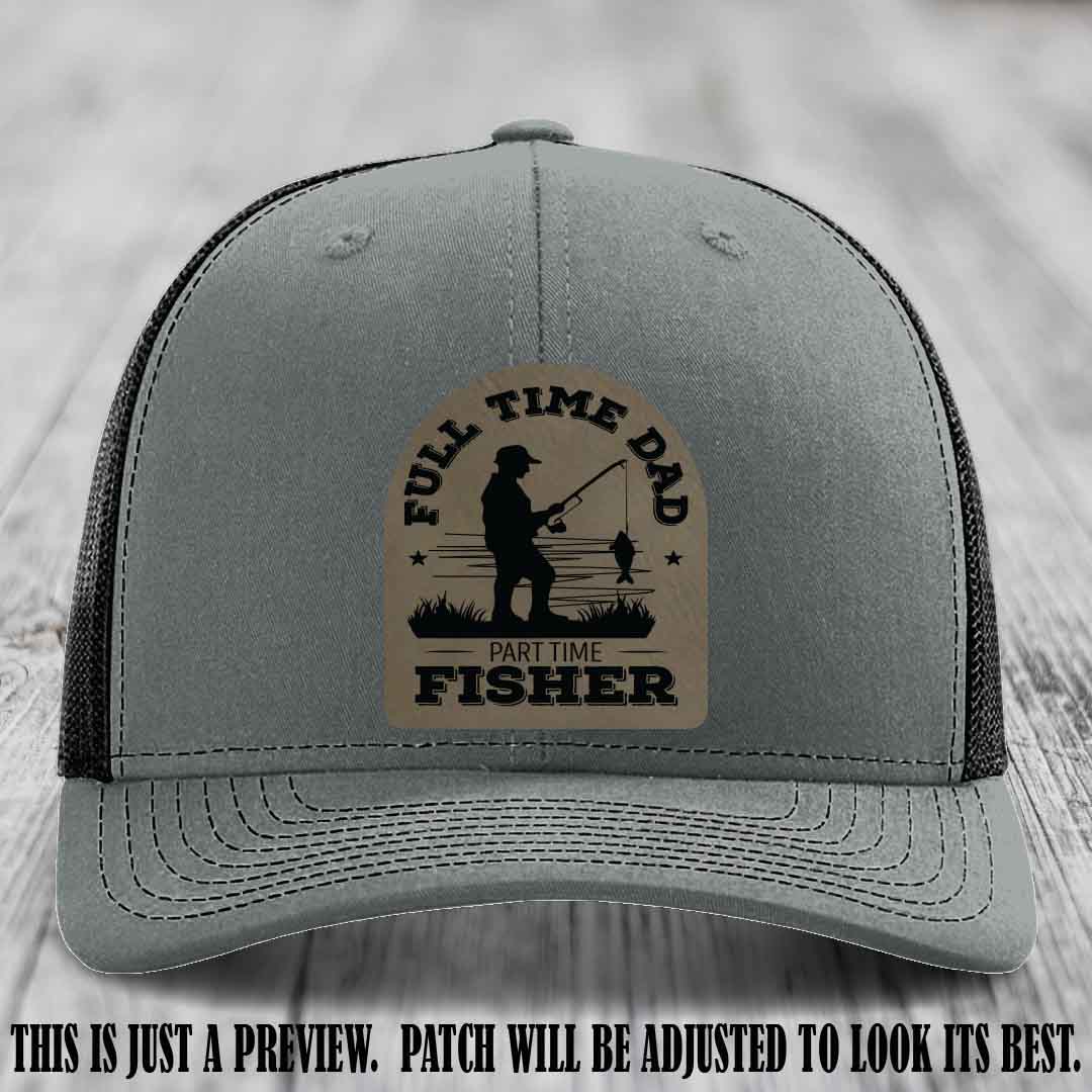 Light Brown to Black Patch on Heather Grey to Black Hat - Custom Leather Patch Trucker Hat