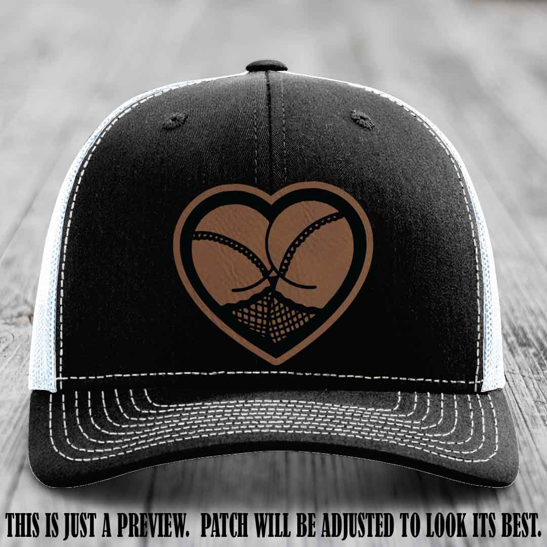 Booty Love Leather Patch in Dark Brown to Black Patch on Black to White Hat