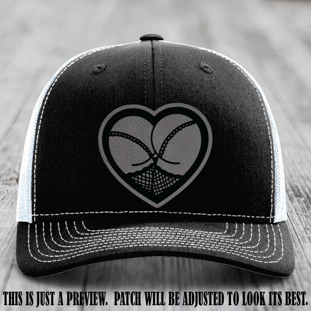 Booty Love Leather Patch in Grey to Black Patch on Black to White Hat
