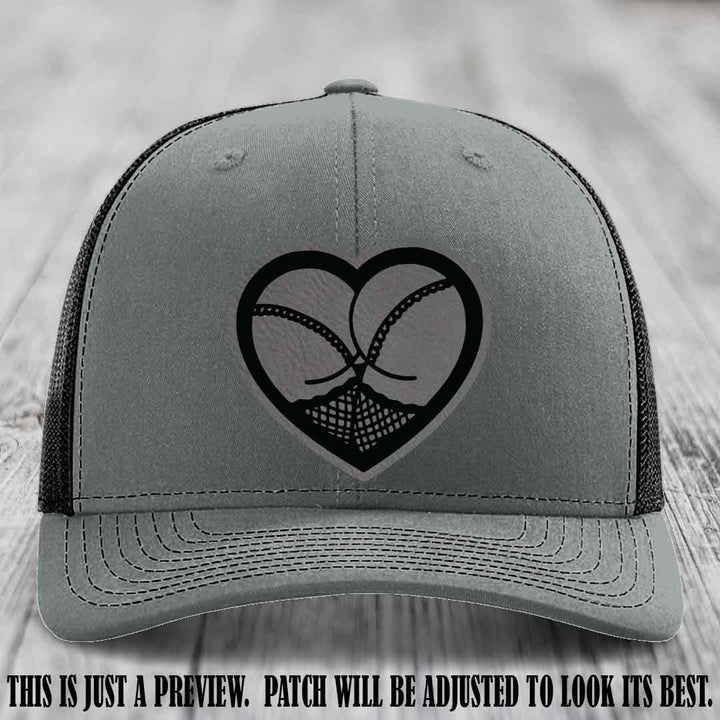 Booty Love Leather Patch in Grey to Black Patch on Heather Grey to Black Hat