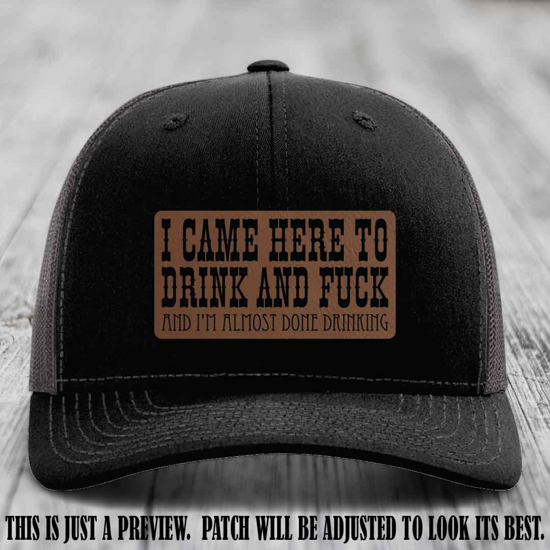 Dark Brown to Black Patch on Black to Charcoal Hat - Funny Drink and F*ck Richardson 112 Hat