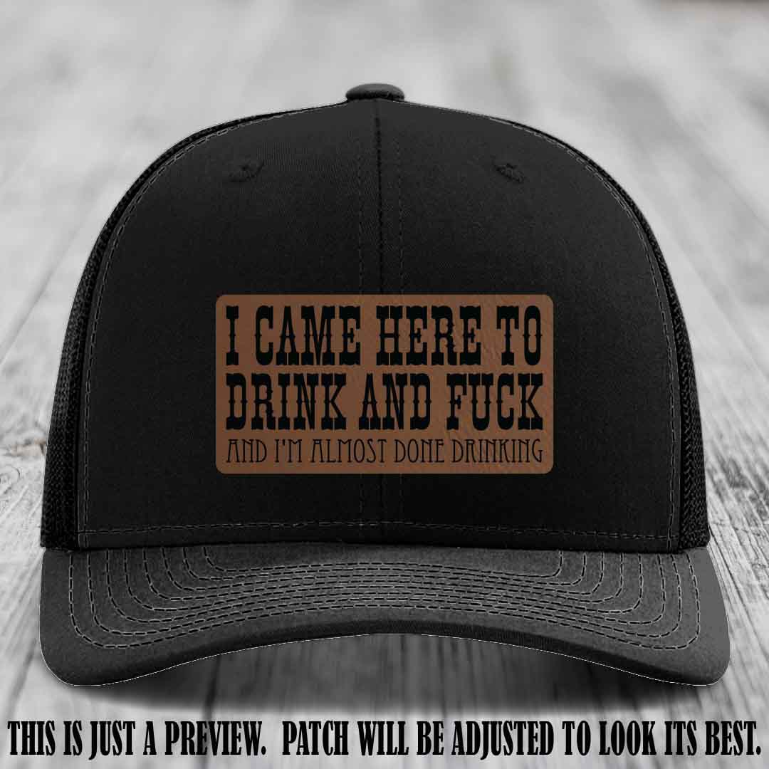 Dark Brown to Black Patch on Black Hat - Funny Drink and F*ck Richardson 112 Hat
