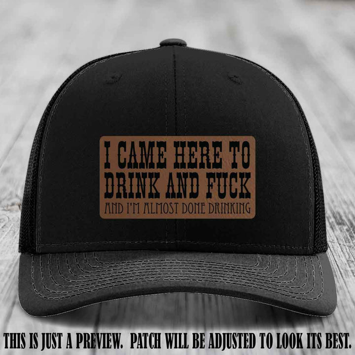 Dark Brown to Black Patch on Black Hat - Funny Drink and F*ck Richardson 112 Hat