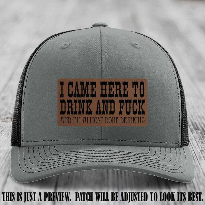 Dark Brown to Black Patch on Heather Grey to Black Hat - Funny Drink and F*ck Richardson 112 Hat