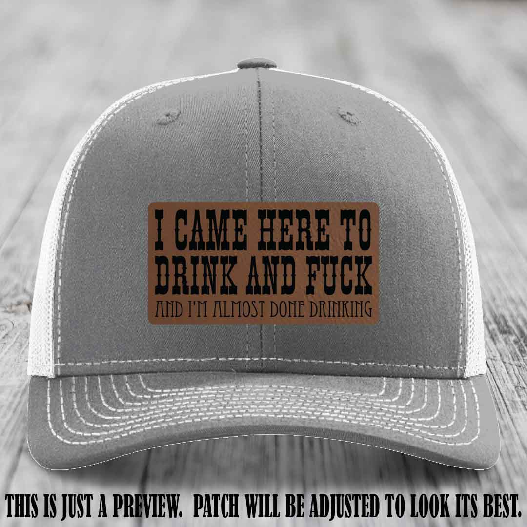 Dark Brown to Black Patch on Heather Grey to White Hat - Funny Drink and F*ck Richardson 112 Hat