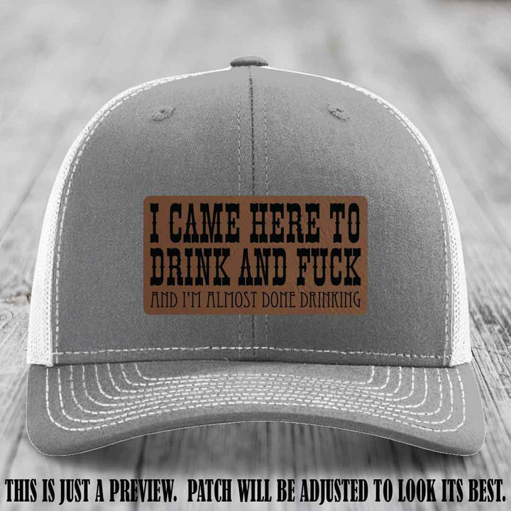 Dark Brown to Black Patch on Heather Grey to White Hat - Funny Drink and F*ck Richardson 112 Hat