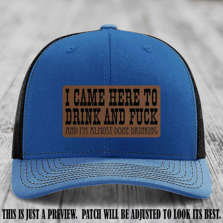 Dark Brown to Black Patch on Royal to Black Hat - Funny Drink and F*ck Richardson 112 Hat