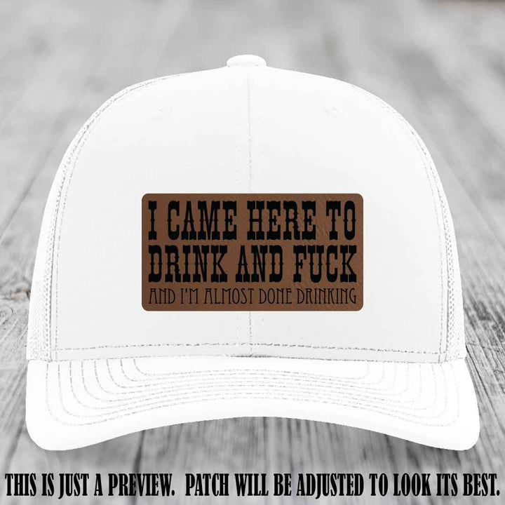 Dark Brown to Black Patch on White Hat - Funny Drink and F*ck Richardson 112 Hat