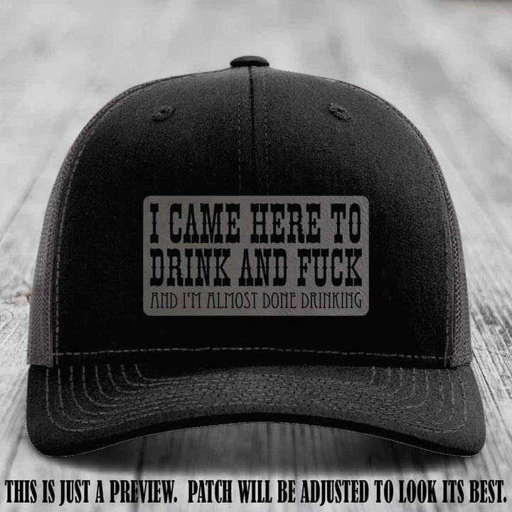 Grey to Black Patch on Black to Charcoal Hat - Funny Drink and F*ck Richardson 112 Hat