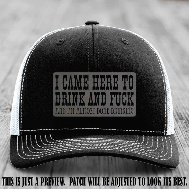 Grey to Black Patch on Black to White Hat - Funny Drink and F*ck Richardson 112 Hat