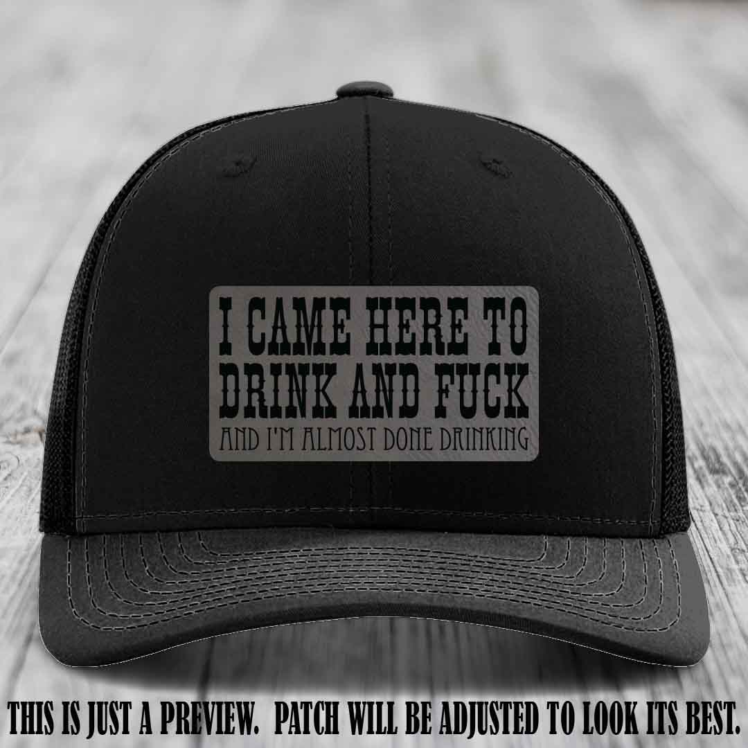 Grey to Black Patch on Black Hat - Funny Drink and F*ck Richardson 112 Hat