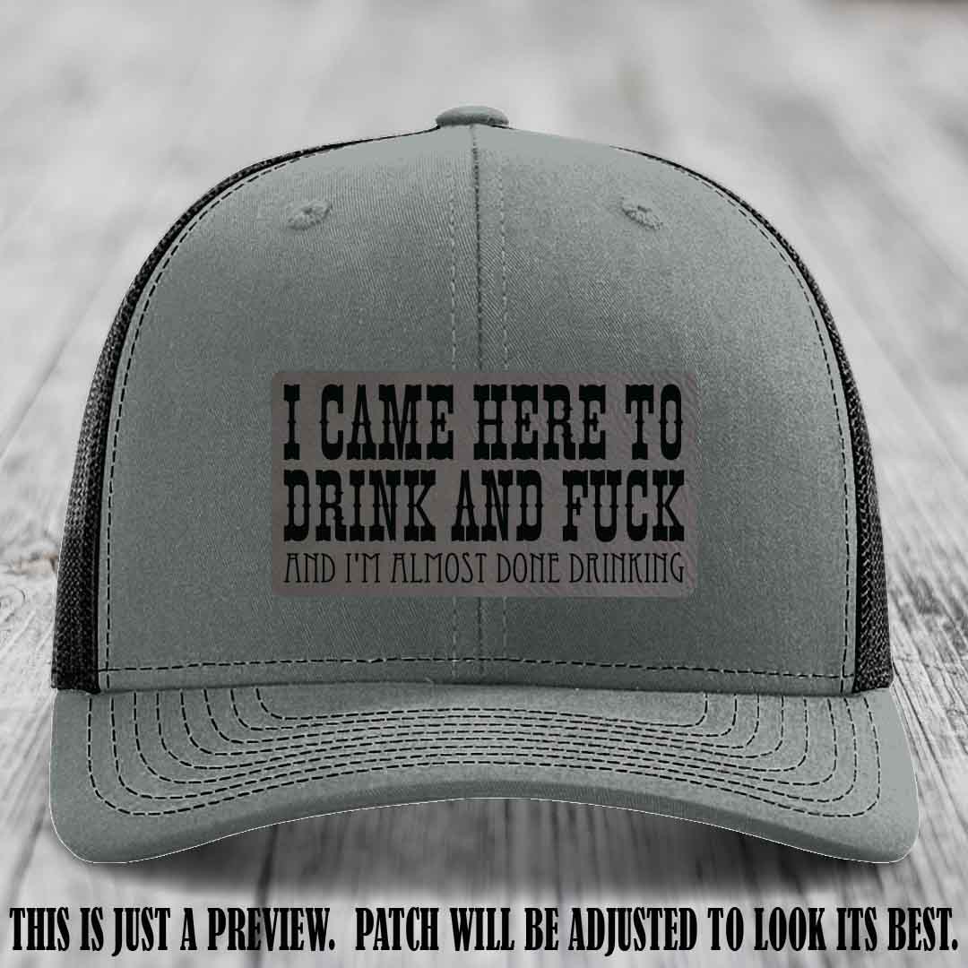 Grey to Black Patch on Heather Grey to Black Hat - Funny Drink and F*ck Richardson 112 Hat